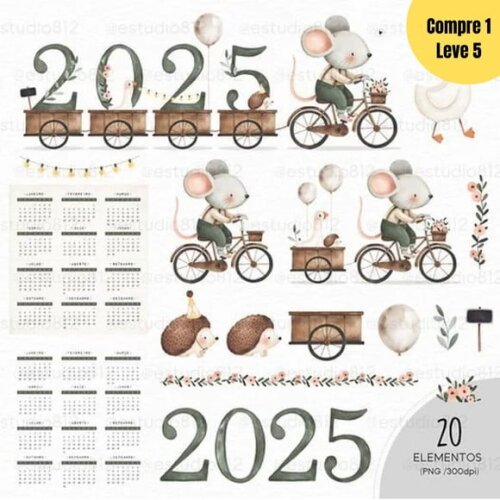 Arquivo Digital Mini Kit Calendário 2025 -457