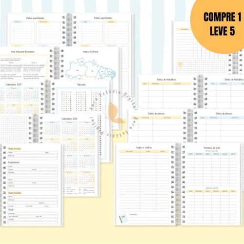 Arquivo Digital Miolo de Agenda Escolar Não Datada A5 -5977