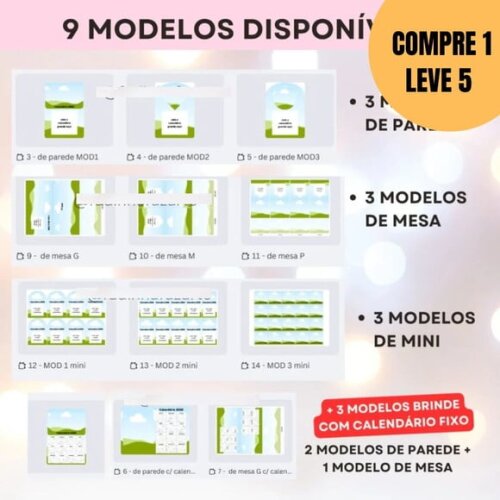 Arquivo Digital Molde Base para Calendários -5485