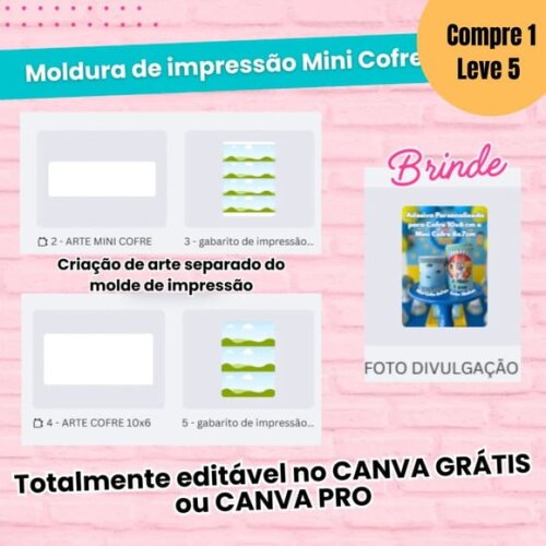 Arquivo Digital Moldura para Impressão Cofrinho -5204