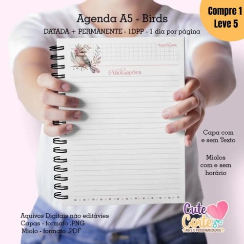 Arquivo Digital Pack Birds Agenda A5 Permanente 2025 -1002