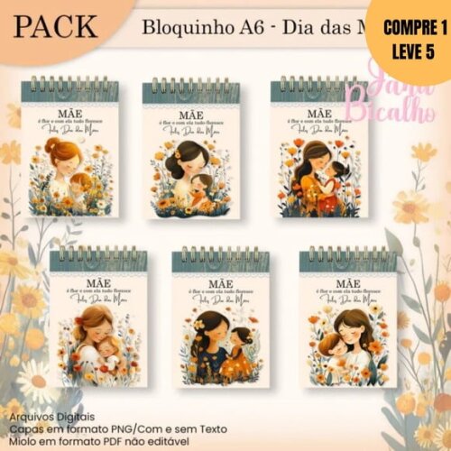 Arquivo Digital Pack Bloquinho A6 Dia das Mães -3023