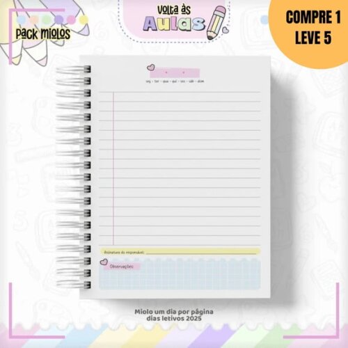 Arquivo Digital Pack Miolos de Agendas Escolares A5 -1472