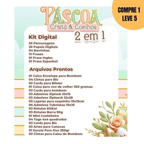 Arquivo Digital Páscoa 2 em 1 Cristã + Coelhinhos -2089