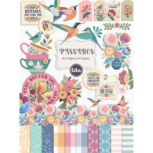 Arquivo Digital Pássaros Combo Ilustrações e Papéis -3470
