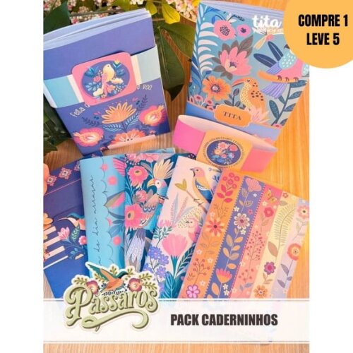 Arquivo Digital Pássaros Pack Caderninhos A5 -4098