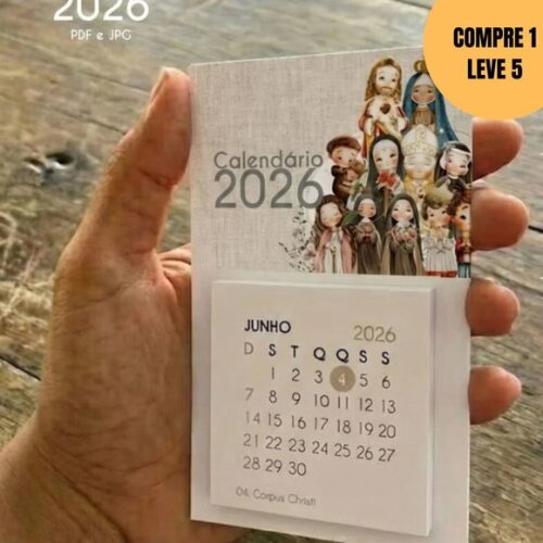 Arquivo Digital pdf Calendário Mini Imã de Geladeira -6054