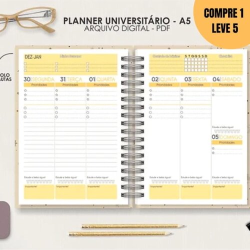 Arquivo Digital Planner A5 Datado Horinzontal -1443