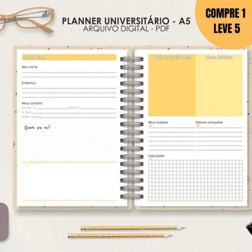 Arquivo Digital Planner A5 Datado Horinzontal -1443