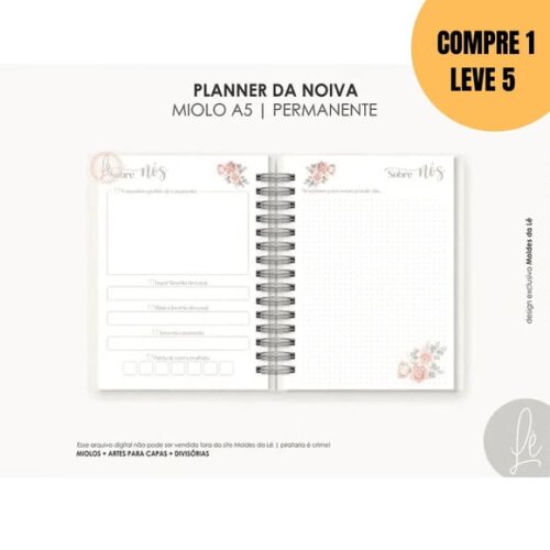 Arquivo Digital Planner da Noiva 12 Meses -4999