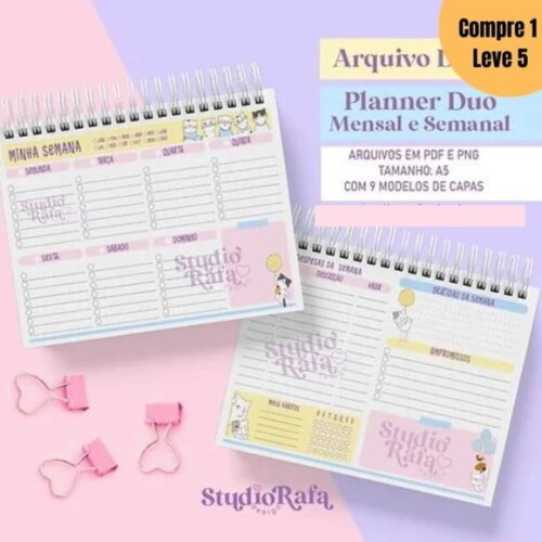 Arquivo Digital Planner Duo Gatinhos Mensal e Semanal -787