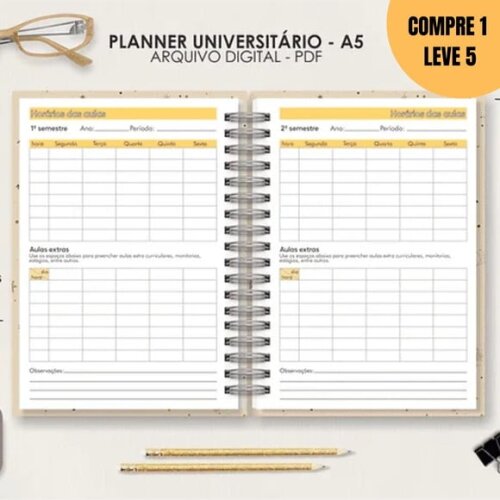 Arquivo Digital Planner Universitário Vertical -1444