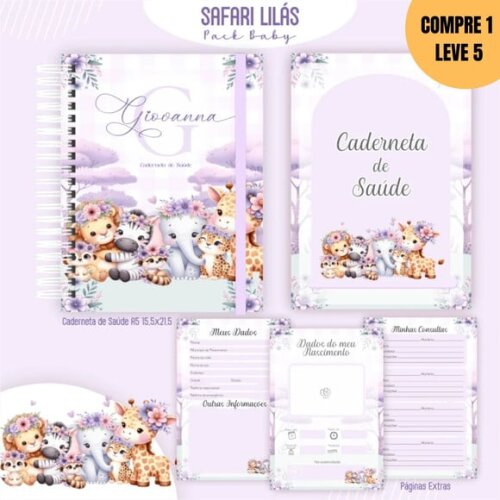 Arquivo Digital Safari Lilás Livro do Bebê- 223
