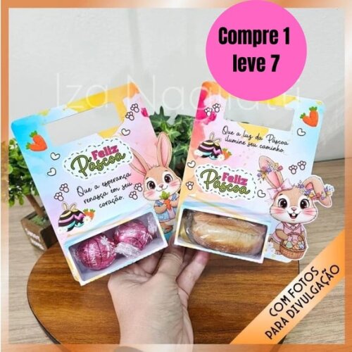 Arquivo Digital Trio de Cards de Bombons Páscoa Coelhos