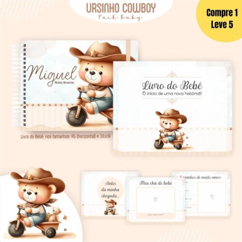 Arquivo Digital Ursinho Cowboy Livro do Bebê - 370