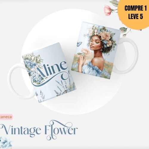 Arquivo Digital Vintage Flowers 4 Caderno A5 -2913