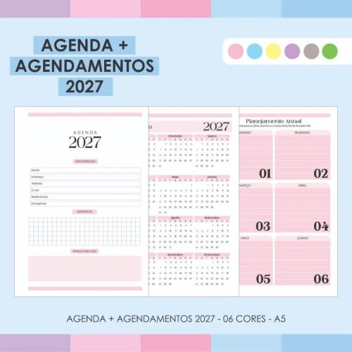 Arquivo Digital Agenda + Agendamentos 2027 06 Cores - 7058