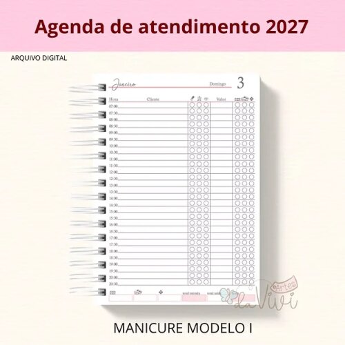 Arquivo Digital Agendamento Manicure 2027 Modelo 1 - 7069