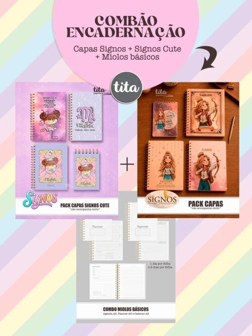 Arquivo Digital Signos 2026 Combo Capas (cute + zodíaco) + Miolos básicos  -7093