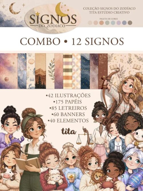 Arquivo Digital Signos do Zodíaco – Combo Ilustrações e papéis -7095
