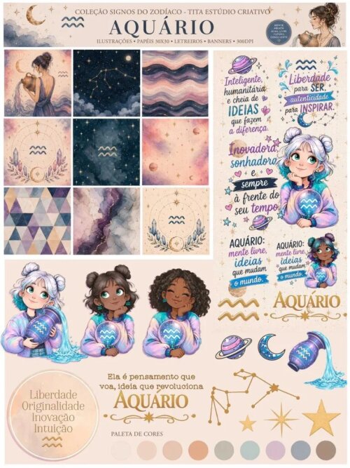 Arquivo Digital Signos do Zodíaco – Combo Ilustrações e pap?