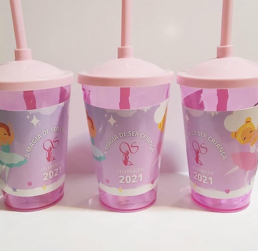 Copo com canudo personalizado 400ml