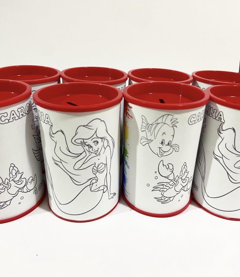 Cofrinho de colorir Ariel personalizado