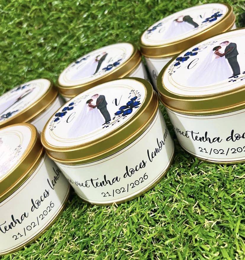 Lata de metal personalizada casamento