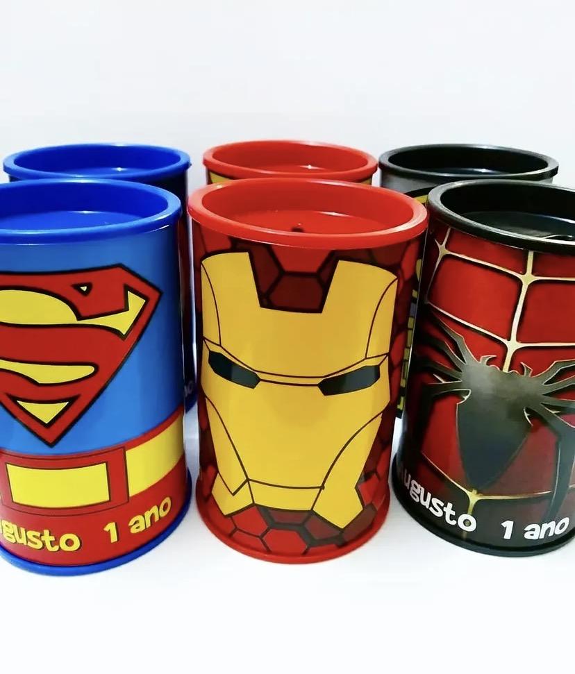 Cofrinhos personalizados heróis logo
