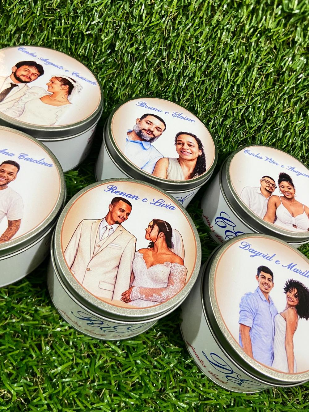 Lata de metal personalizada casamento