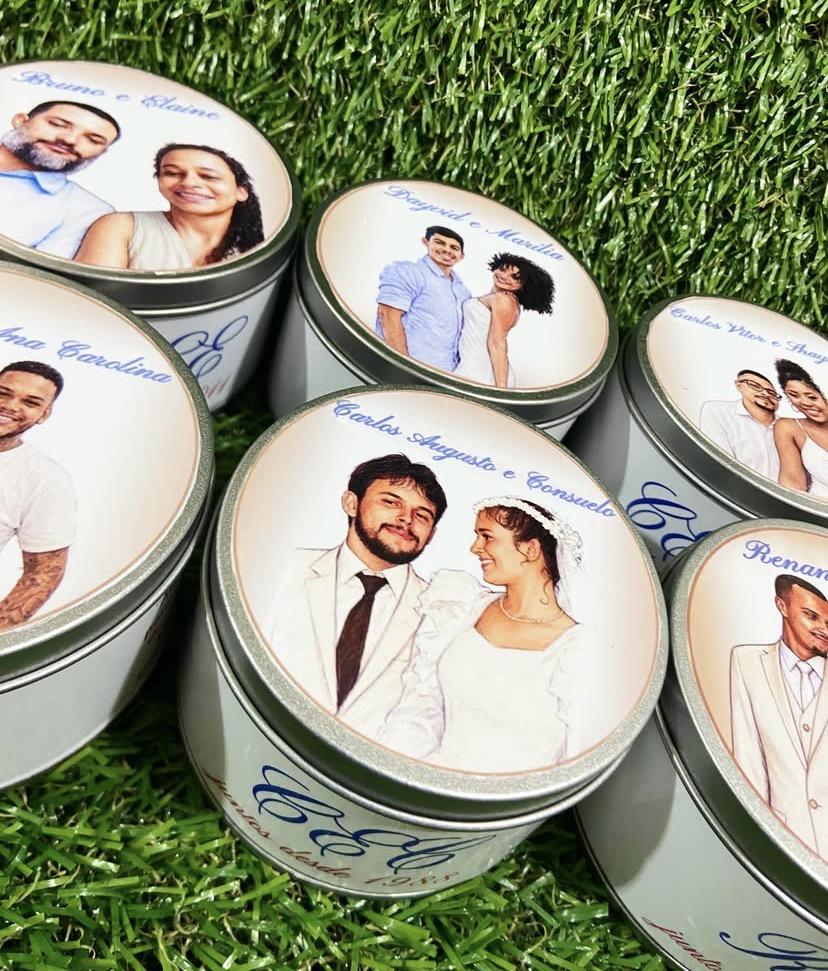 Lata de metal personalizada casamento