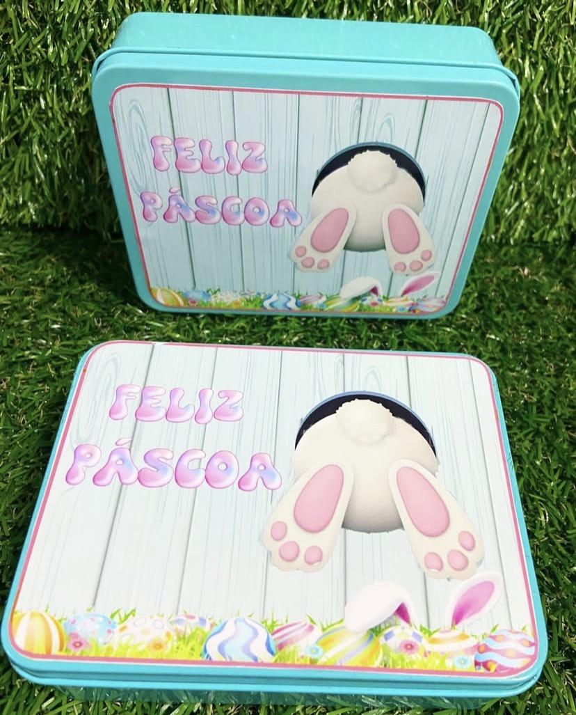 Lata Páscoa retangular personalizada