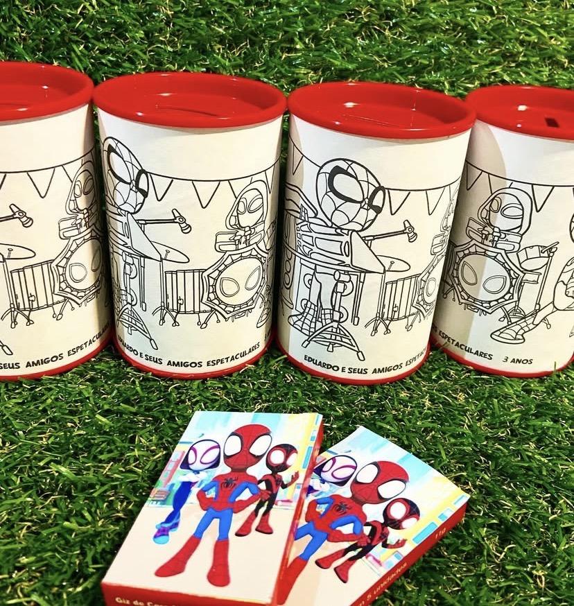 Cofrinho para colorir personalizado Homem Aranha