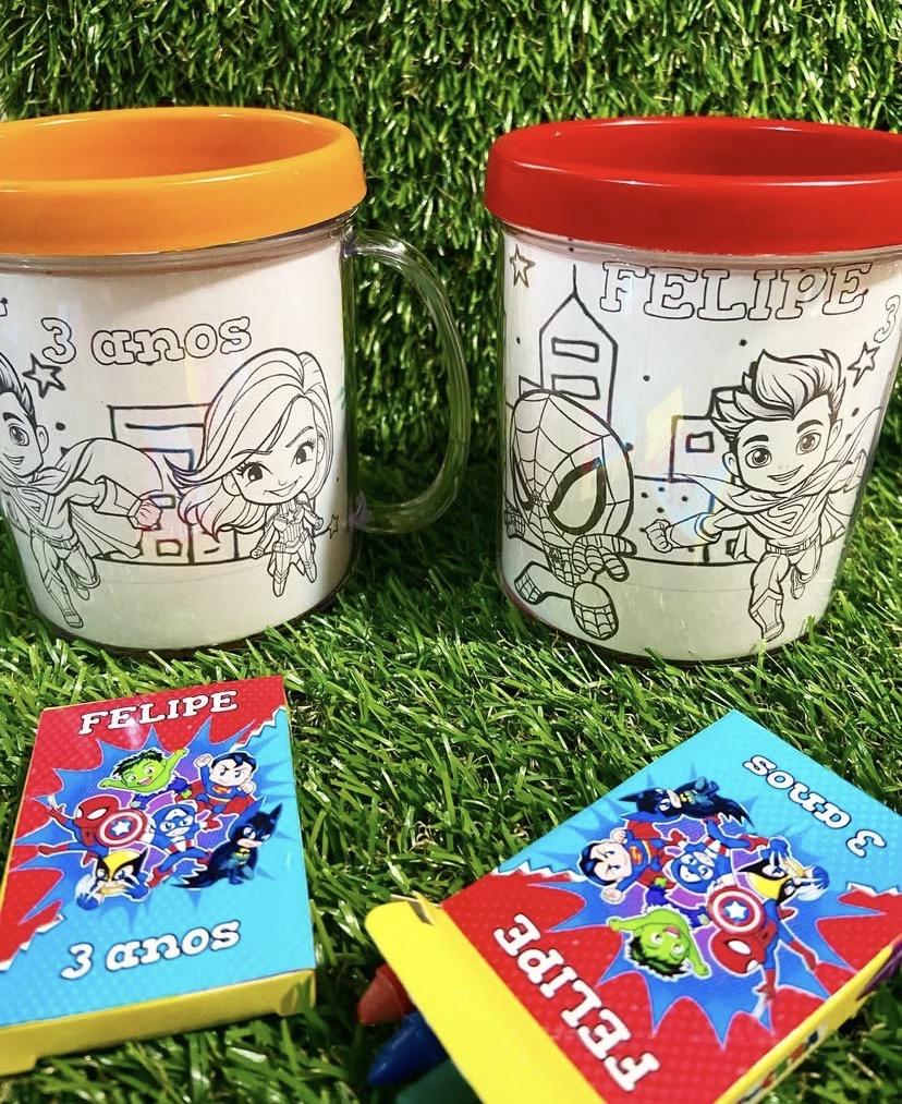 Caneca de Colorir Personalizada Herois Baby