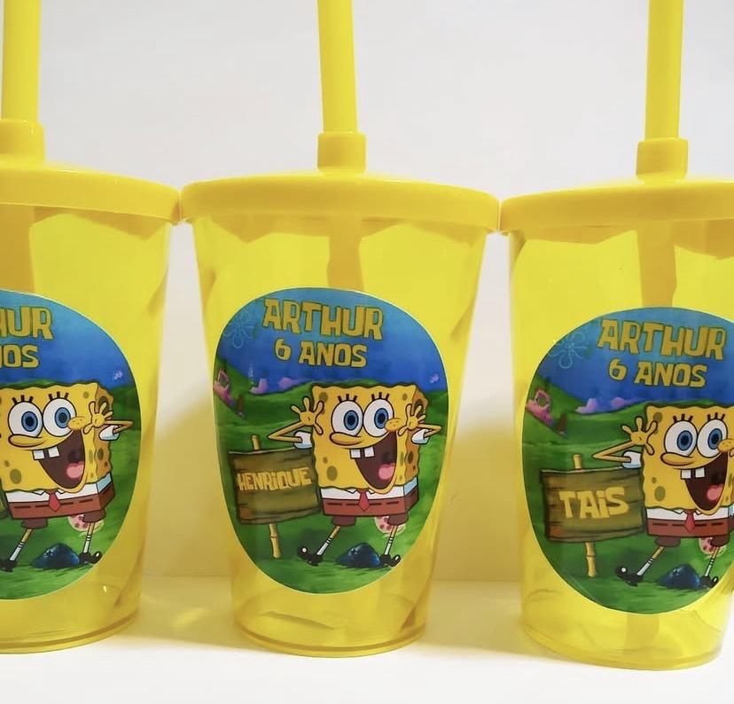 Copo com canudo personalizado 400ml