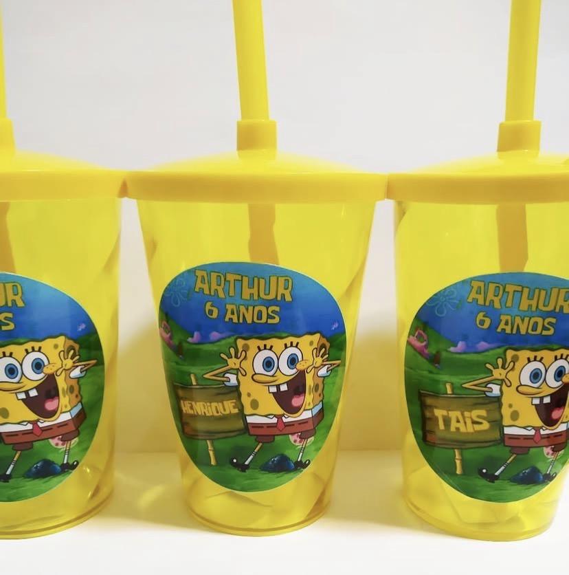 Copo com canudo personalizado 400ml