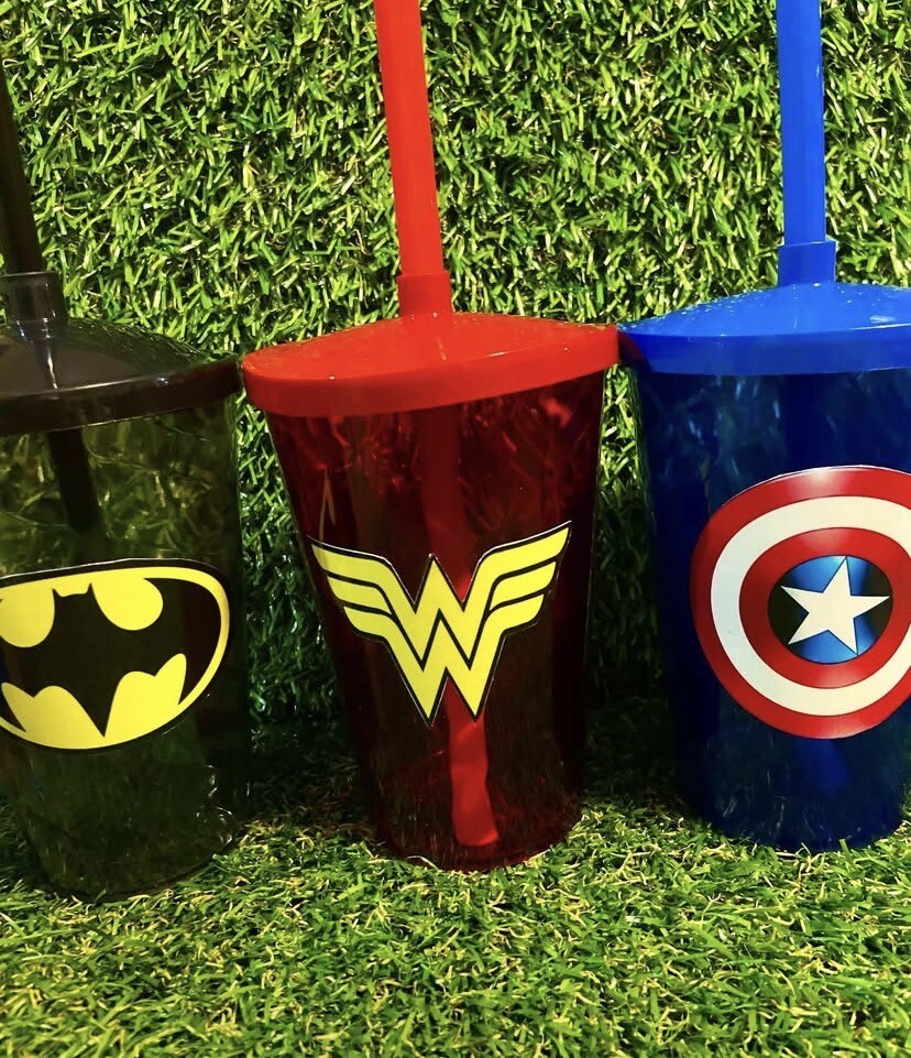 Copo com Canudo Super Herois
