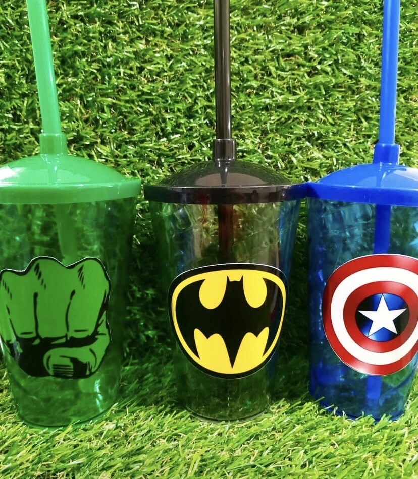 Copo com Canudo Super Herois