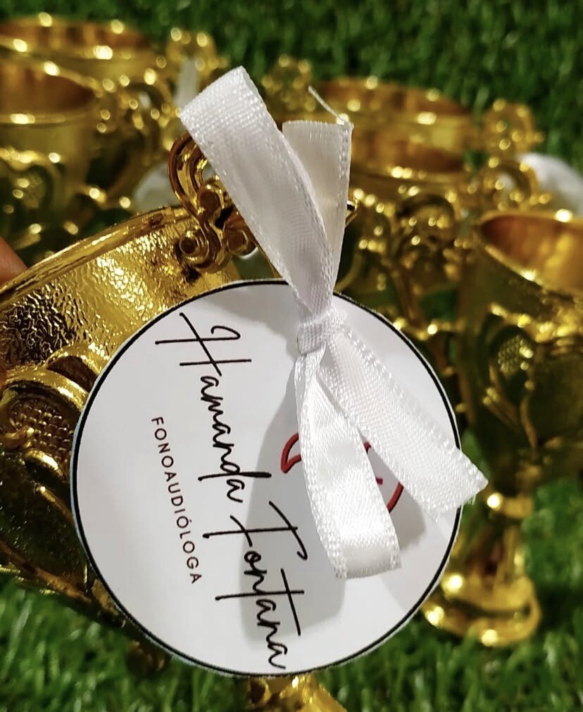 Mini Troféu Dourado Personalizado