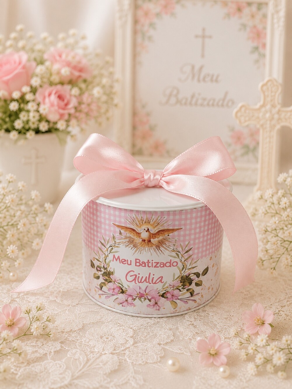 Tubo lata personalizada Batizado