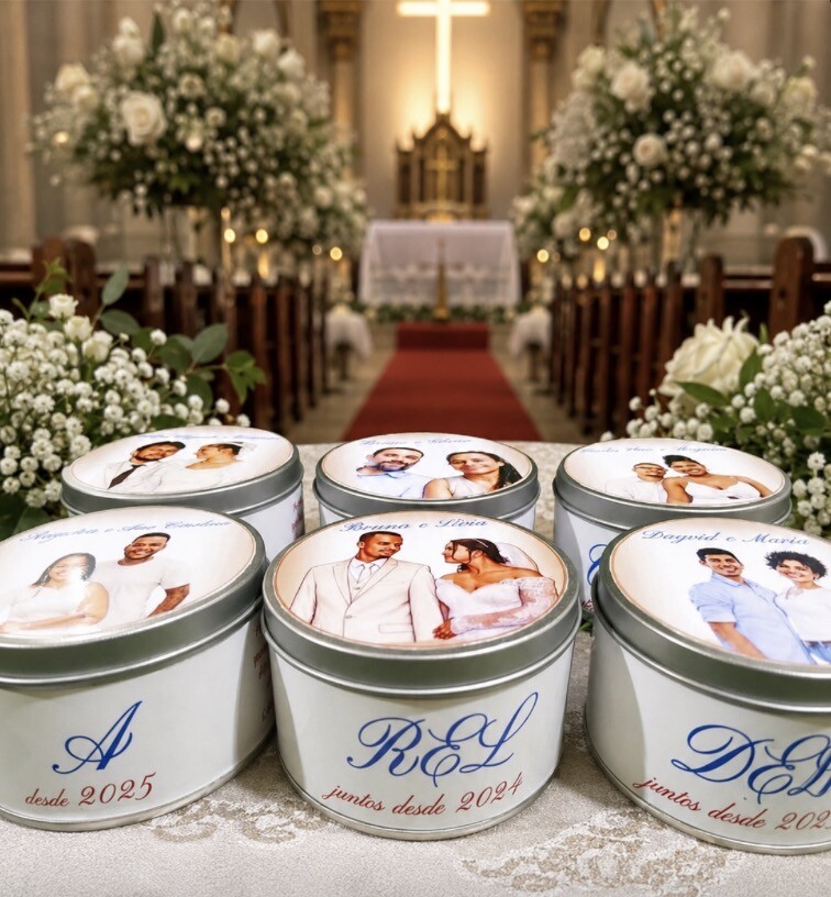 Lata de metal personalizada casamento