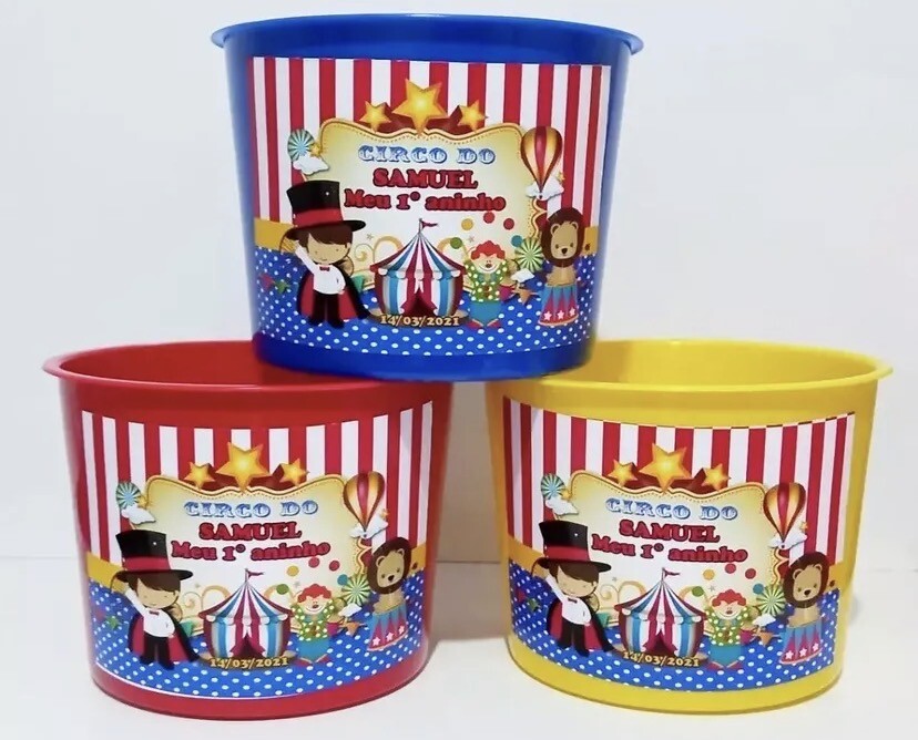 Baldinhos de pipoca personalizados