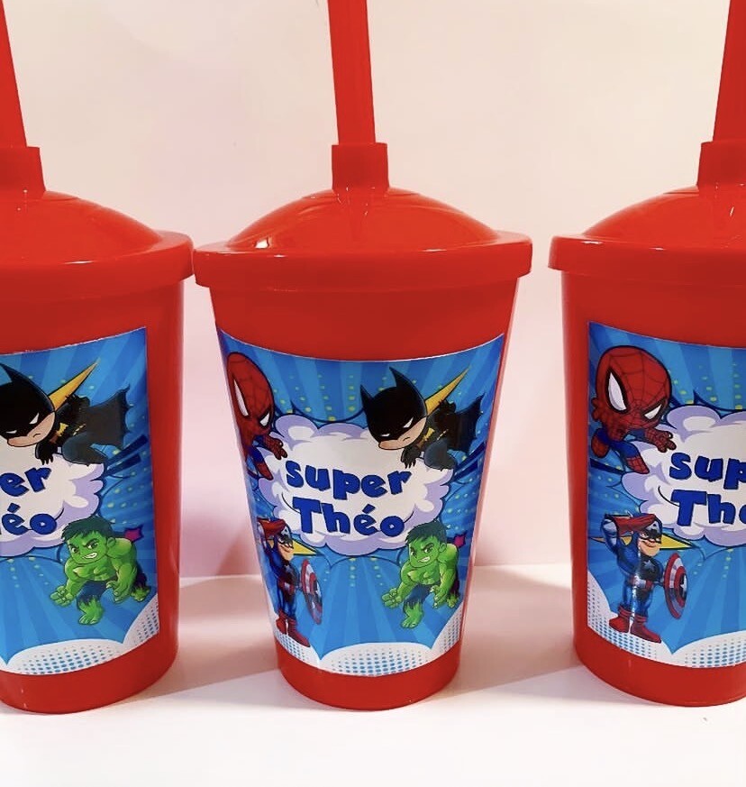 Copo com Canudo Super Herois Baby