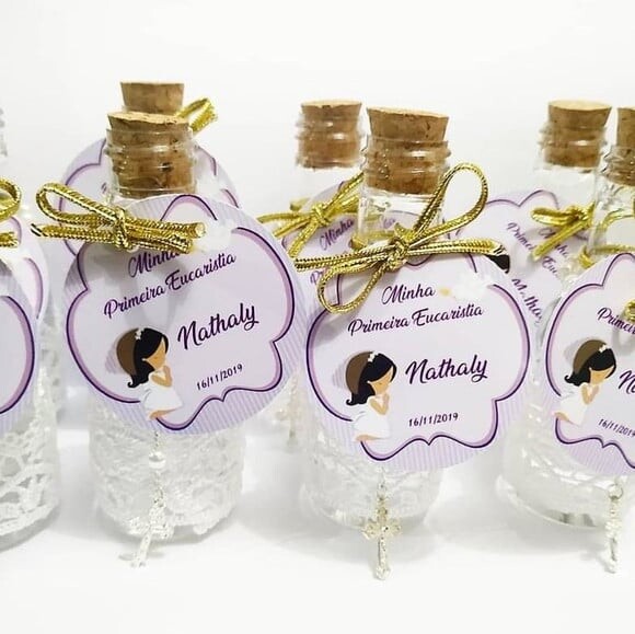Garrafinha com Renda e Tercinho Personalizada