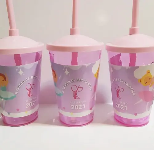 Copo com canudo personalizado 400ml