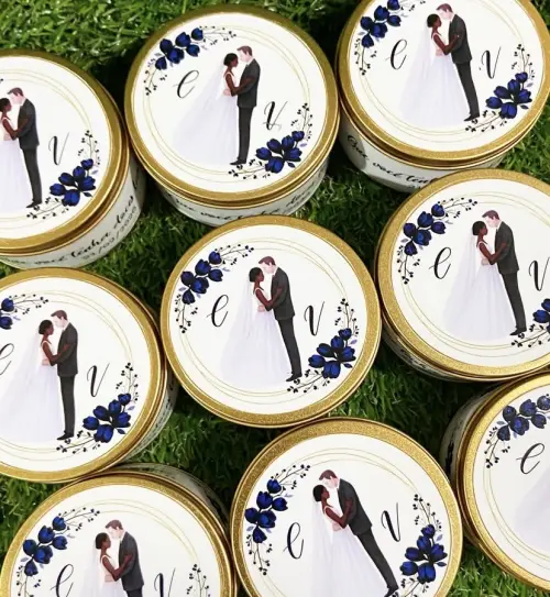 Lata de metal personalizada casamento