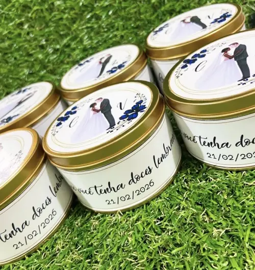 Lata de metal personalizada casamento