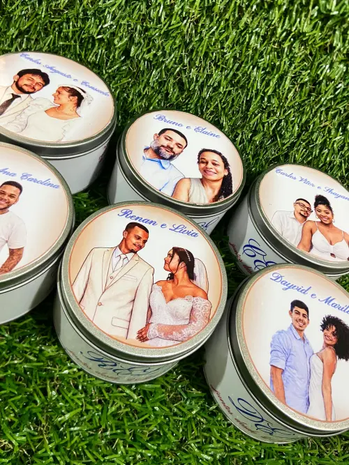 Lata de metal personalizada casamento