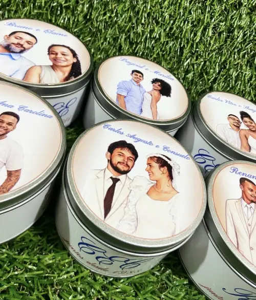Lata de metal personalizada casamento