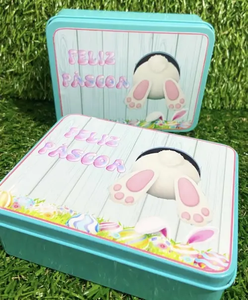 Lata Páscoa retangular personalizada